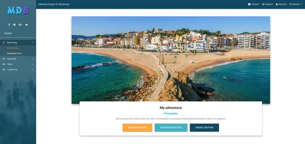 Material Design for Bootstrap cyan skin